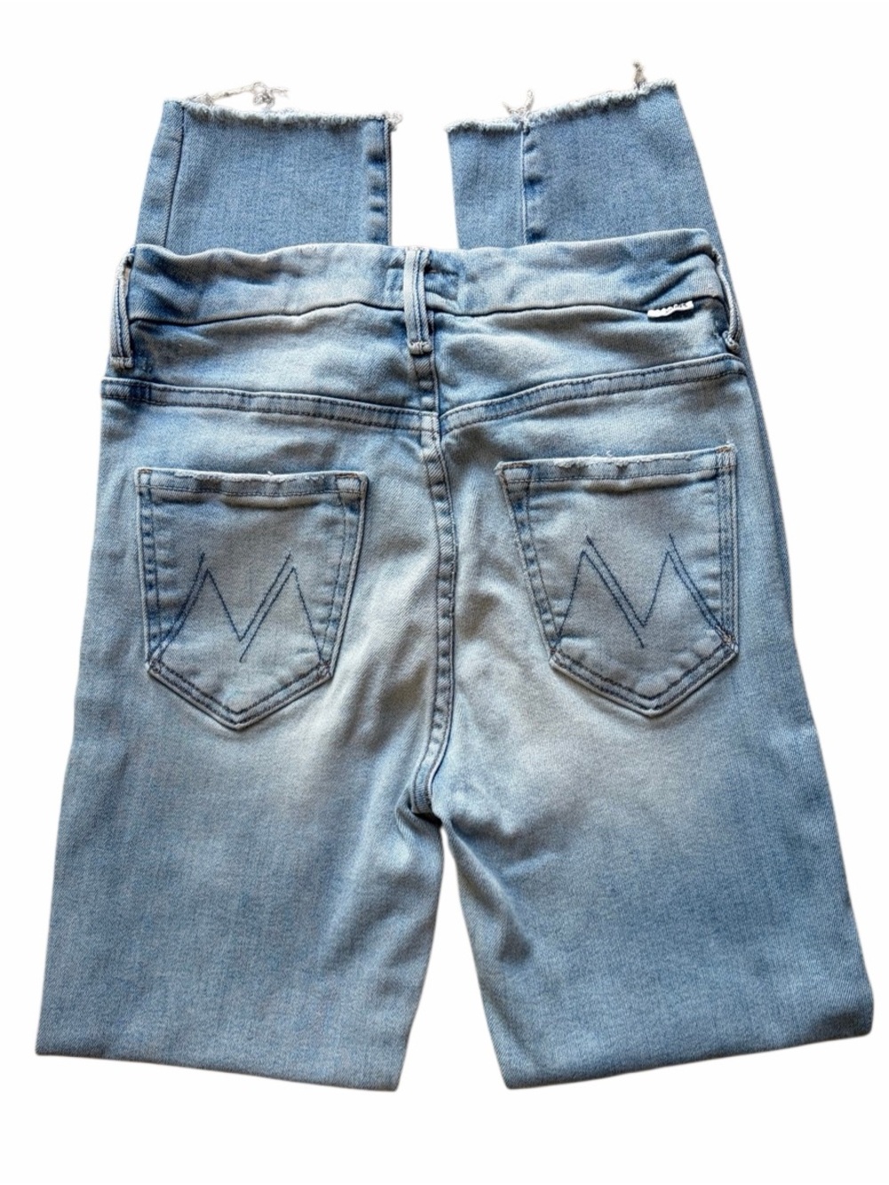 Mother High Waisted Looker Ankle Fray Jeans Light Wash Size 25